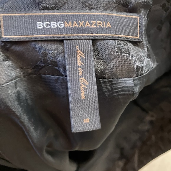 BCBGMaxAzria Skirt 10 Shiny Black Military Double Button A-Line Penny Mini - Picture 6 of 10